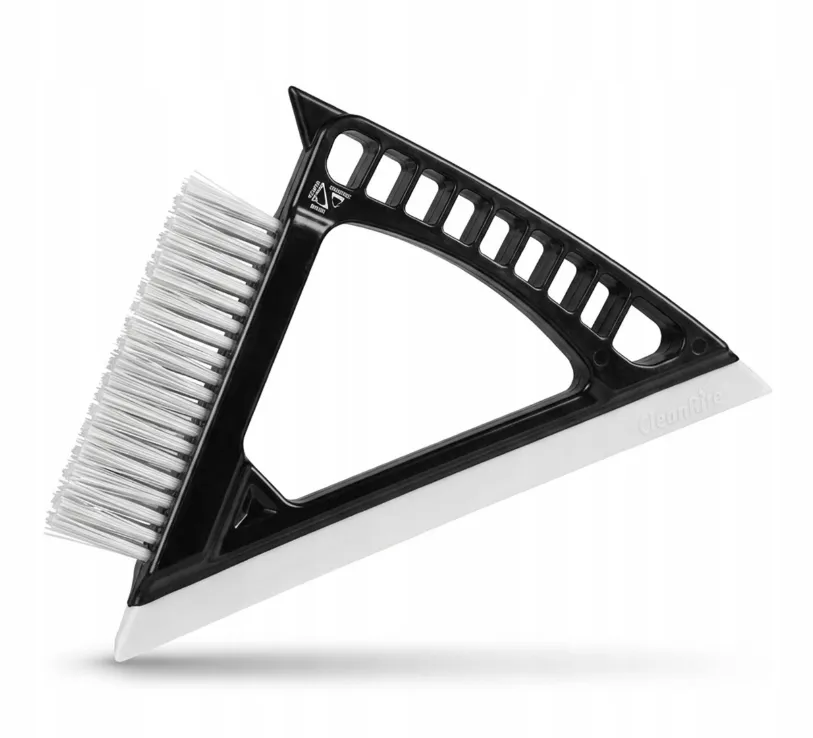 3-in-1 Multi-Function Window Squeegee and Scrubber Cleaning Tool Close-up of durable synthetic bristles and high-grade rubber squeegee blade for window cleaning