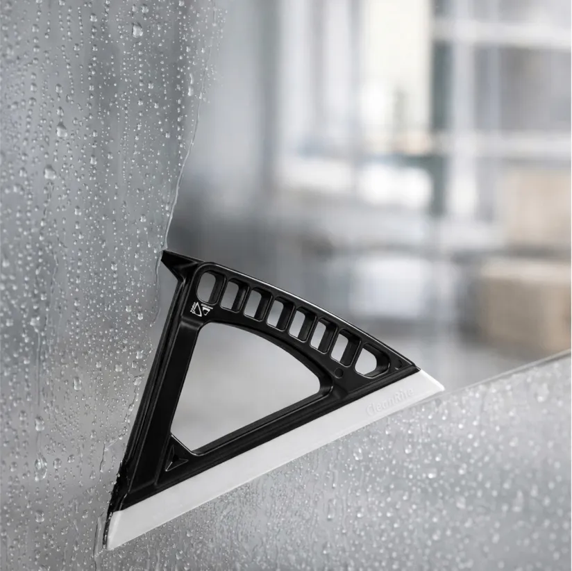 3-in-1 Multi-Function Window Squeegee and Scrubber Cleaning Tool Ergonomic window squeegee and scrubber tool performing efficient glass cleaning on residential windows